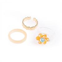 Conjunto de anillo de latón de moda, resina, con metal, tres piezas & Joyería & para mujer, Vendido por Set