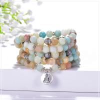 ​Amazonite​ Wrap Bracelet, with Tibetan Style, handmade, fashion jewelry & multilayer & Unisex & different styles for choice, 8mm, Approx 108PCs/Strand, Sold Per Approx 37.7 Inch Strand