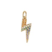 Cubic Zirconia Micro Pave Brass Pendant Lightning Symbol plated DIY & micro pave cubic zirconia nickel lead & cadmium free Sold By PC