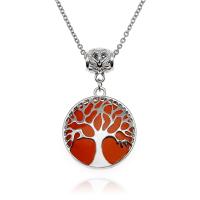 Agat halskæde, Red Agate, med Zinc Alloy, Tree of Life, sølvfarvet forgyldt, mode smykker & Unisex, rød, 27x31mm, Solgt Per Ca. 50 cm Strand