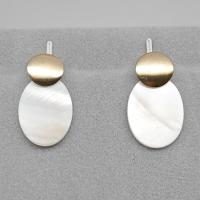 Shell Earrings Pearl Shell with Zinc Alloy gold color plated fashion jewelry & for woman light beige Sold By Pair
