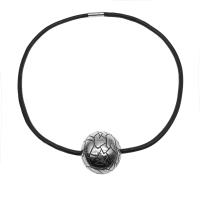 Tibetan Style Jewelry Necklace, with leather cord, Round, silver color plated, fashion jewelry & Unisex & enamel, 35mm, Sold Per Approx 50 cm Strand