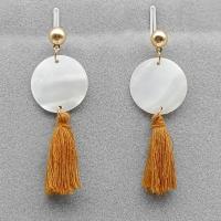 Shell Earrings Pearl Shell with Cotton Thread & Zinc Alloy plated fashion jewelry & for woman Sold By Pair
