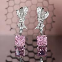 Rhinestone Earring, Brass, Bowknot, platinum plated, different styles for choice & for woman & with rhinestone, nickel, lead & cadmium free, 8x30mm, Sold By PC