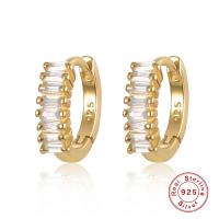 925 Sterling Silver Huggie Hoop Earring plated micro pave cubic zirconia & for woman Sold By Pair