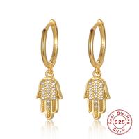 Huggie Hoop Drop Earring 925 Sterling Silver Hand plated micro pave cubic zirconia & for woman Sold By Pair