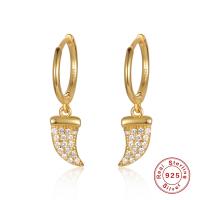 Huggie Hoop Drop Earring 925 Sterling Silver plated micro pave cubic zirconia & for woman Sold By Pair
