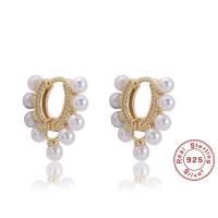 925 Sterling Silver Lever Back Earring with Plastic Pearl plated for woman Sold By Pair