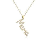 Brass Necklace, brass lobster clasp, Alphabet Letter, micro pave cubic zirconia & for woman, more colors for choice, 40x15mm, Length:50 cm, Sold By PC