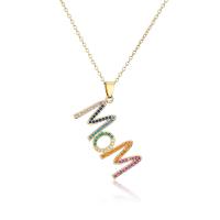 Cubic Zircon Micro Pave Brass Necklace brass lobster clasp Alphabet Letter micro pave cubic zirconia & for woman Length 50 cm Sold By PC