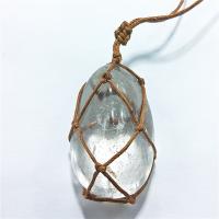 Clear Quartz Pendant, with Wax Cord, white, 25-30mm, Sold By PC