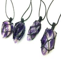 Amethyst Pendant with Wax Cord purple 25-40mm Sold By PC
