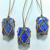 Natural Lapis Lazuli Pendants with Wax Cord blue 2-3cm Sold By PC