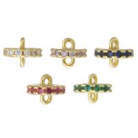 Cubic Zirconia Micro Pave Brass Connector, gold color plated, fashion jewelry & DIY & micro pave cubic zirconia, more colors for choice, 7x6x6mm, Hole:Approx 1mm, 10PCs/Lot, Sold By Lot