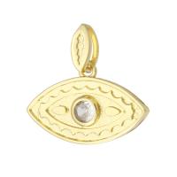 Cubic Zirconia Micro Pave Brass Pendant, Eye, gold color plated, fashion jewelry & DIY & micro pave cubic zirconia, golden, 22x14x3mm, Hole:Approx 2mm, 10PCs/Lot, Sold By Lot