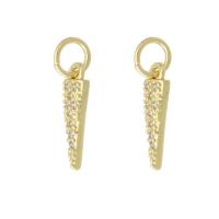 Cubic Zirconia Micro Pave Brass Pendant, gold color plated, fashion jewelry & DIY & micro pave cubic zirconia, golden, 4x13x2mm, Hole:Approx 3mm, 10PCs/Lot, Sold By Lot
