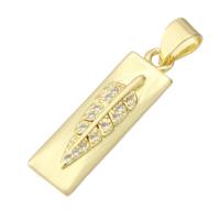Cubic Zirconia Micro Pave Brass Pendant, gold color plated, fashion jewelry & DIY & micro pave cubic zirconia, golden, 7x23x2.50mm, Hole:Approx 3mm, 10PCs/Lot, Sold By Lot