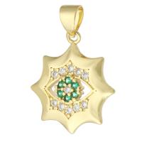 Cubic Zirconia Micro Pave Brass Pendant, gold color plated, fashion jewelry & DIY & micro pave cubic zirconia, multi-colored, 17x20x3mm, Hole:Approx 3mm, 10PCs/Lot, Sold By Lot