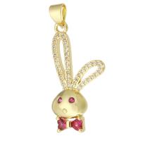 Cubic Zirconia Micro Pave Brass Pendant Rabbit gold color plated fashion jewelry & DIY & micro pave cubic zirconia multi-colored Approx 3mm Sold By Lot