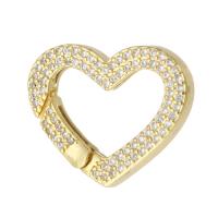Brass Spring Buckle Heart gold color plated fashion jewelry & DIY & micro pave cubic zirconia golden Sold By Lot