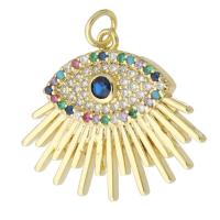 Cubic Zirconia Micro Pave Brass Pendant, gold color plated, fashion jewelry & DIY & micro pave cubic zirconia, multi-colored, 26x22.50x3.50mm, Hole:Approx 2mm, 10PCs/Lot, Sold By Lot