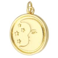 Brass Jewelry Pendants, Round, gold color plated, fashion jewelry & DIY, golden, 18x21x2mm, Hole:Approx 3mm, 10PCs/Lot, Sold By Lot
