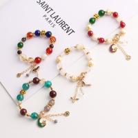 Crystal Bracelets, with Lampwork & Tibetan Style, gold color plated, anti-fatigue & for woman & enamel, more colors for choice, 8mm, Length:Approx 18 cm, Sold By PC