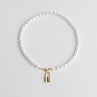 Plastik perle halskæde, Plastic Pearl, med Zinc Alloy, guldfarve belagt, Dobbelt lag & for kvinde, flere farver til valg, 15x25mm,10x17mm, Længde Ca. 52 cm, Solgt af PC