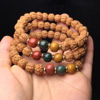 Rudraksha Bracelet with Brass gold color plated Unisex & anti-fatigue mixed colors 9-10mm Approx Sold Per Approx 17 cm Strand