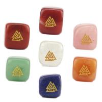 Gemstone Decoration,  Square, Carved, different materials for choice, more colors for choice, 13-18mm, Sold By PC