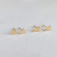 Gold Filled Earring Stud Component, Heart, 14K gold-filled, DIY & different styles for choice, golden, nickel, lead & cadmium free, 3.50mm, Sold By Pair