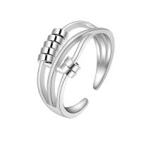 Mässing Cuff finger ring, silver pläterad, för kvinna, silver, nickel, bly och kadmium gratis, 8mm, Säljs av PC