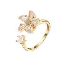 Brass Cuff Finger Ring Pinwheel plated rotatable & for woman & with rhinestone nickel lead & cadmium free 13.40mm Sold By PC