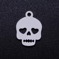 Stainless Steel Skull Pendants, 201 Stainless Steel, Vacuum Ion Plating, fashion jewelry & polished & DIY & Unisex & Halloween Jewelry Gift, more colors for choice, 14x10mm, 5PCs/Bag, Sold By Bag