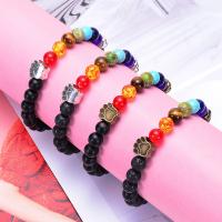 Gemstone Bracelets, with Abrazine Stone & Lava & Brass, handmade, fashion jewelry & different styles for choice & for woman, 8mm, Length:Approx 6.6-8.2 Inch, Sold By PC