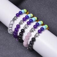 Gemstone Bracelets, with Brass, handmade, fashion jewelry & different materials for choice & Unisex, 8mm, Length:Approx 6.6-8.5 Inch, Sold By PC