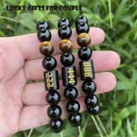 Gemstone Bracelets Obsidian with Knot Cord & Tiger Eye handmade fashion jewelry & for woman 10mm Length Approx 7.09-8.27 Inch Sold By PC