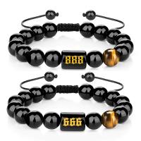 Black Agate Bracelets, with Knot Cord & Tiger Eye, handmade, fashion jewelry & different designs for choice & for woman, 10mm, Length:Approx 7.09-8.27 Inch, Sold By PC