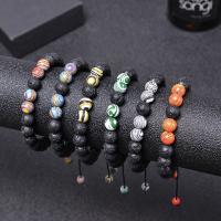 Gemstone Bracelets, Natural Stone, with Knot Cord & Lava, handmade, fashion jewelry & Unisex & different styles for choice, 8mm, Length:Approx 1563291 Inch, Sold By PC
