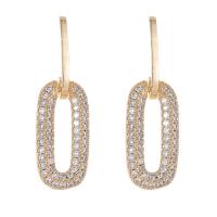 Cubic Zirconia Micro Pave Brass Earring gold color plated fashion jewelry & micro pave cubic zirconia nickel lead & cadmium free Approx 3mm Sold By Pair