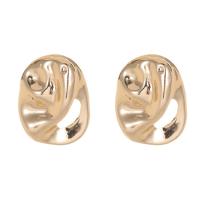 Brass Stud Earring irregular gold color plated fashion jewelry & for woman nickel lead & cadmium free Sold By Pair