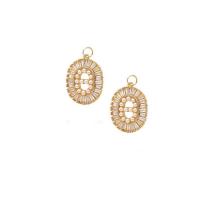 Cubic Zirconia Micro Pave Brass Pendant Round gold color plated DIY & micro pave cubic zirconia nickel lead & cadmium free Approx 3mm Sold By PC