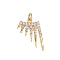 Cubic Zirconia Micro Pave Brass Pendant Angel Wing gold color plated DIY & micro pave cubic zirconia golden nickel lead & cadmium free Sold By PC