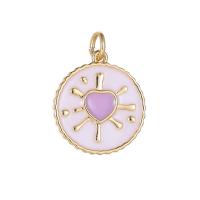Brass Jewelry Pendants Round gold color plated DIY & enamel nickel lead & cadmium free Sold By PC