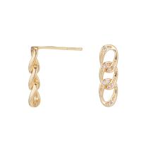 Cubic Zirconia Micro Pave Brass Earring, gold color plated, fashion jewelry & micro pave cubic zirconia, golden, nickel, lead & cadmium free, 5x16.50mm, Sold By Pair