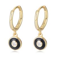 Huggie Hoop Drop Earring, 925 Sterling Silver, gold color plated, enamel & with rhinestone, more colors for choice, 16mm, Sold By Pair