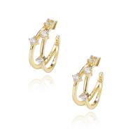 925 Sterling Silver Earring Clip, plated, micro pave cubic zirconia & for woman, more colors for choice, 12.80mm, Sold By Pair