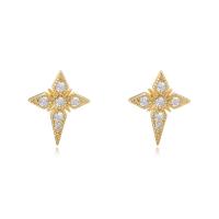 925 Sterling Silver Stud Earrings, plated, for woman & with rhinestone, more colors for choice, 10x12.50mm, Sold By Pair