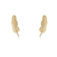 925 Sterling Silver Stud Earrings Feather plated for woman 12mm Sold By Pair