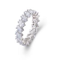 Cubic Zirconia micr3ofono pavimenta anillos de plata esterlina, Plata de ley 925, chapado en color de platina, diverso tamaño para la opción & micro arcilla de zirconia cúbica & para mujer, Vendido por UD